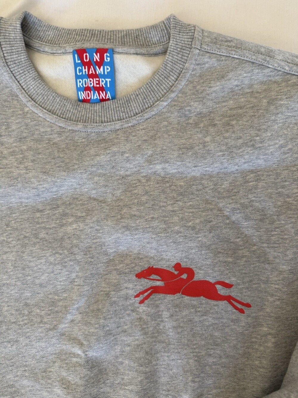 Longchamp x Robert Indiana Unisex Grey Crewneck Sweatshirt Size Small NWOT Rare - Picture 2 of 7